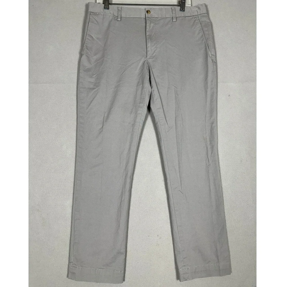 Polo Ralph Lauren Pants Mens 33X30 Grey Khakis Chino Stretch Slim Fit Flat Front